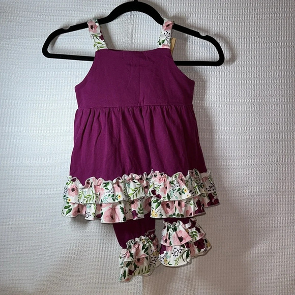ADORABLE SWEETNESS Outfit Floral Ruffle Straps Tiered Girls Size 7 - Picture 4 of 6